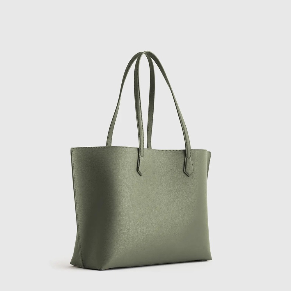 Quince Italian Leather Triple Compartment Tote Olive Green - Picture 2 of 16